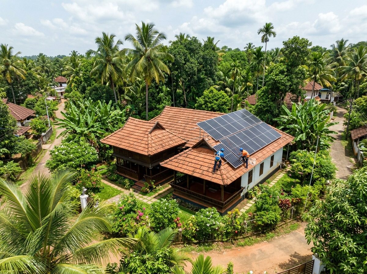 Residential rooftop solar installation in Kerala