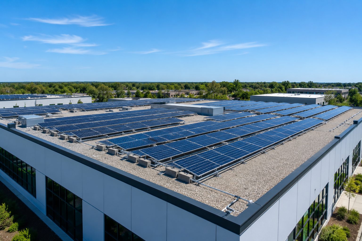 Commercial solar panel installation